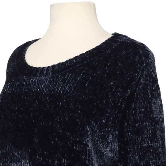 Orvis Soft Chenille Tunic Sweater Womens Size Large Blue Relaxed Fit Ribbed - Picture 6 of 11